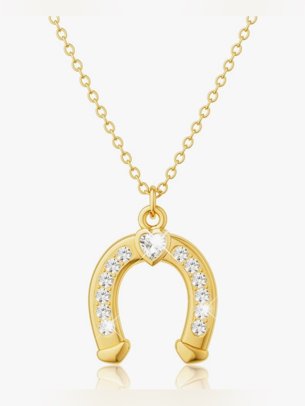 Gorgeous upscale Neiman Marcus 18KT vermeil white Topaz Horseshoe necklace